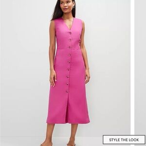 Ann Taylor Linen Blend Rose Violet V-Neck Dress